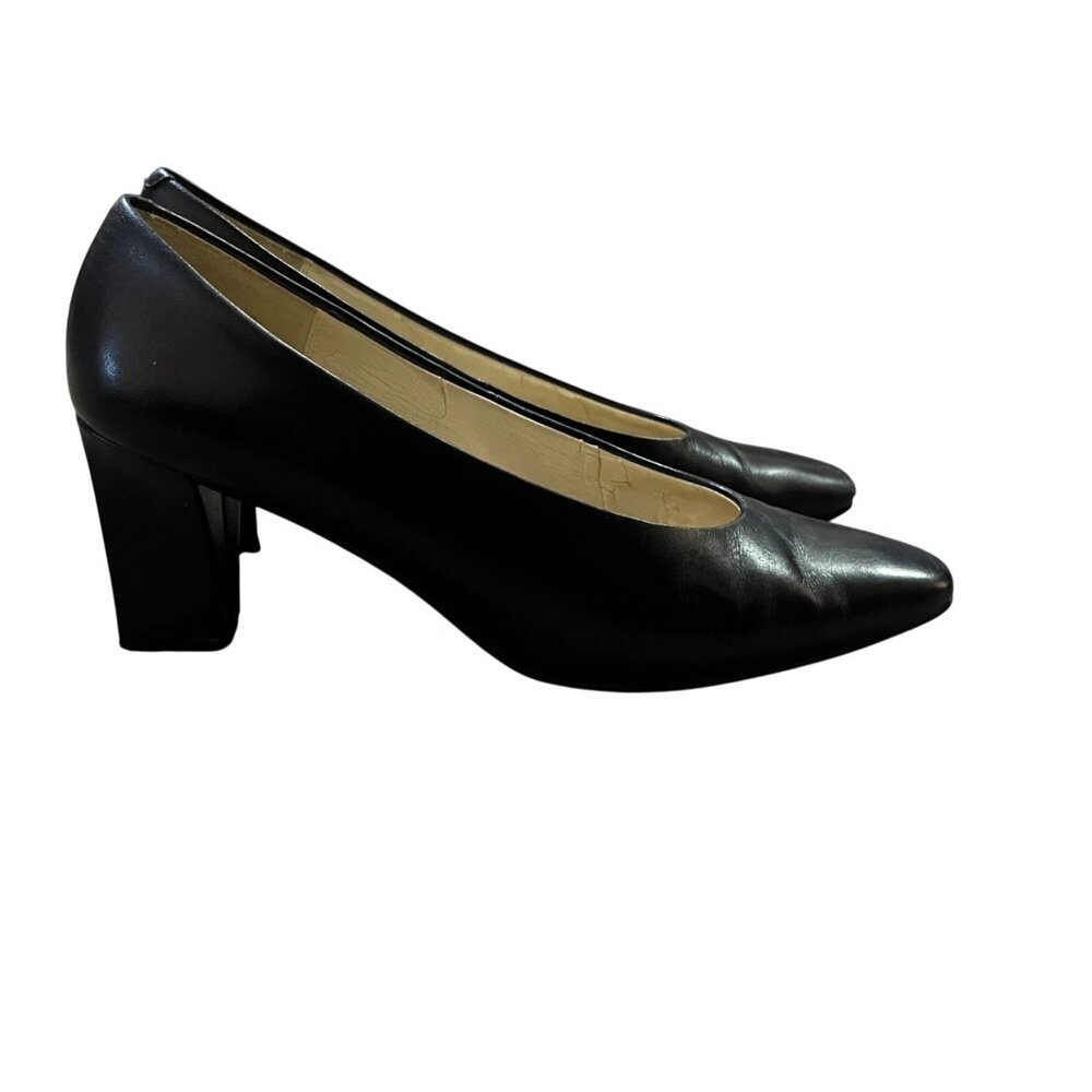 Vintage SRO Leather Heels Women’s 7.5M Blue Low Heel Pumps Used - Picture 6 of 16